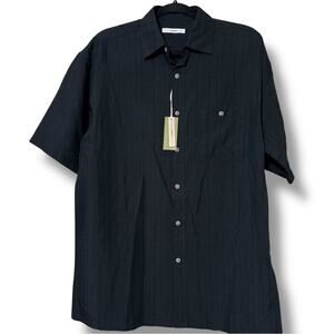 MODA CAMPIA men’s size medium black button up short sleeve casual shirt business